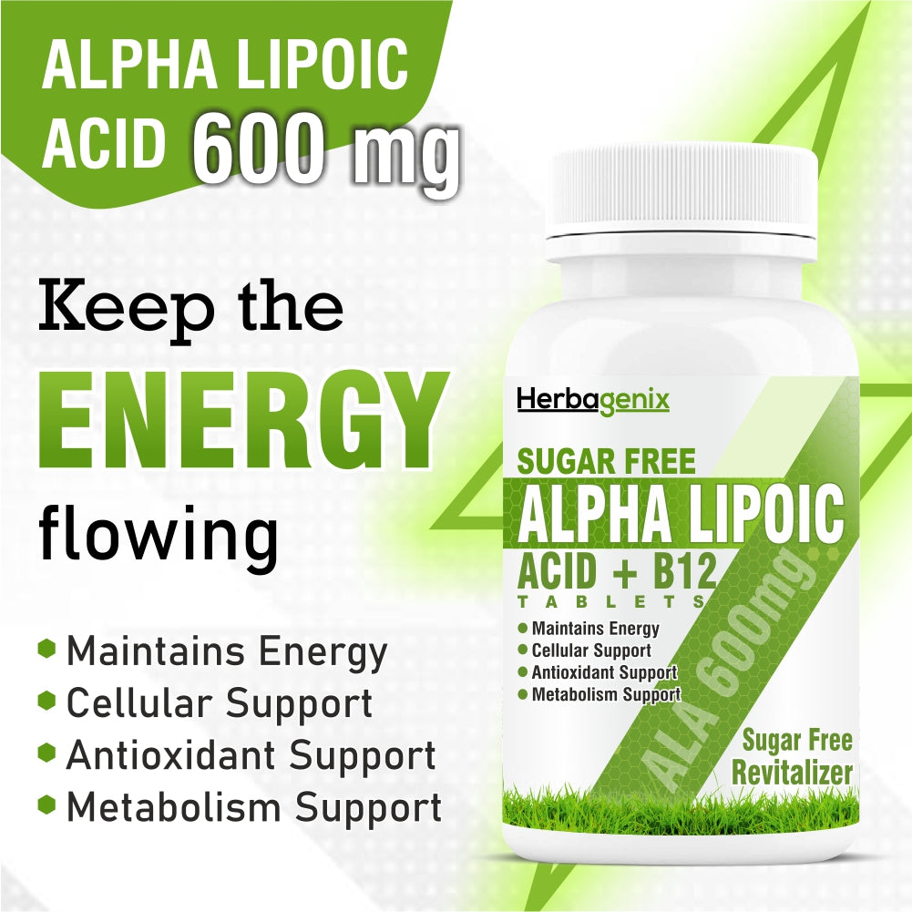 HERBAGENIX Alpha Lipoic Acid 600mg Good Health-60 Sugar Free Tablet