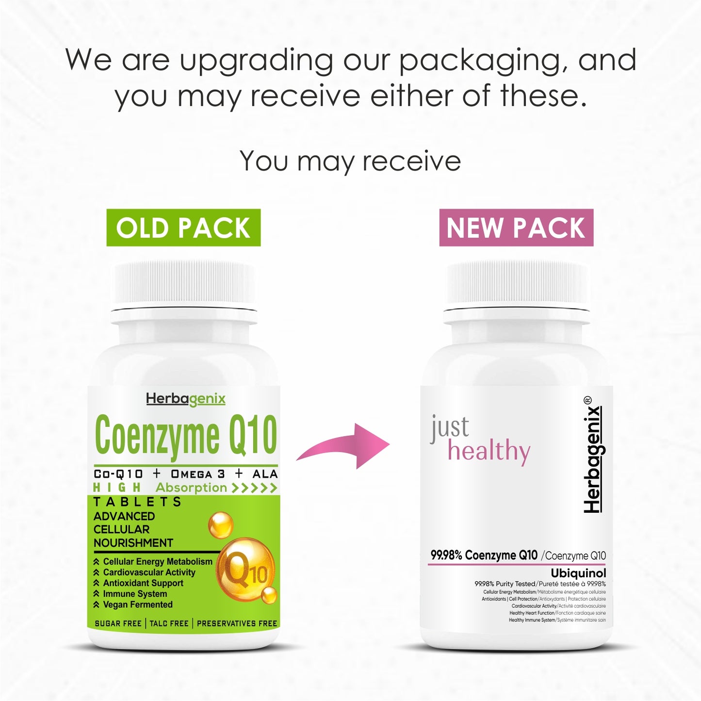 HERBAGENIX Coq10 Coenzyme Q10 300mg 60 No Sugar Veg Tablets