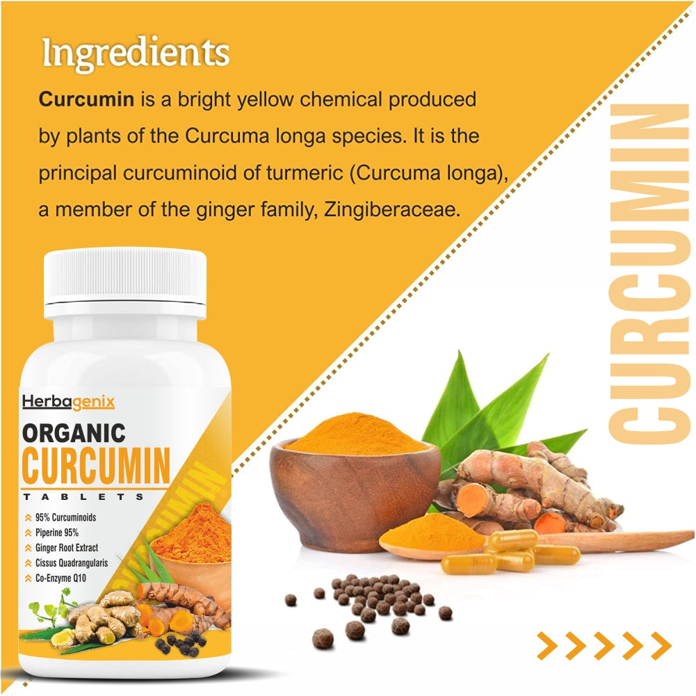 HERBAGENIX Curcumin Tablets With Piperine Immunity Booster And Antioxidant Supplement–60 Tablets