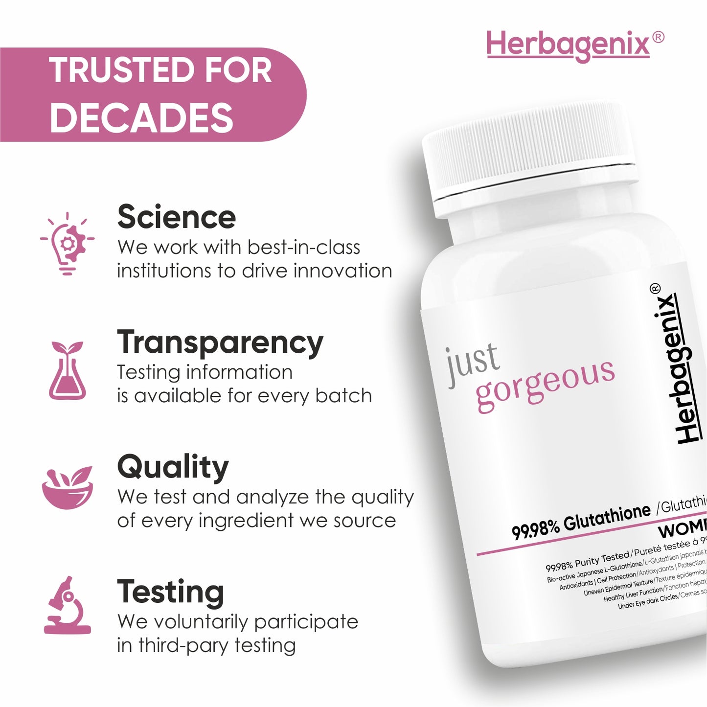 HERBAGENIX Glutathione Tablets For Skin Whitening For Women-60 Tablet