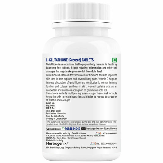 HERBAGENIX Glutathione-Tablets For Skin-Whitening For Men-60 Tablets