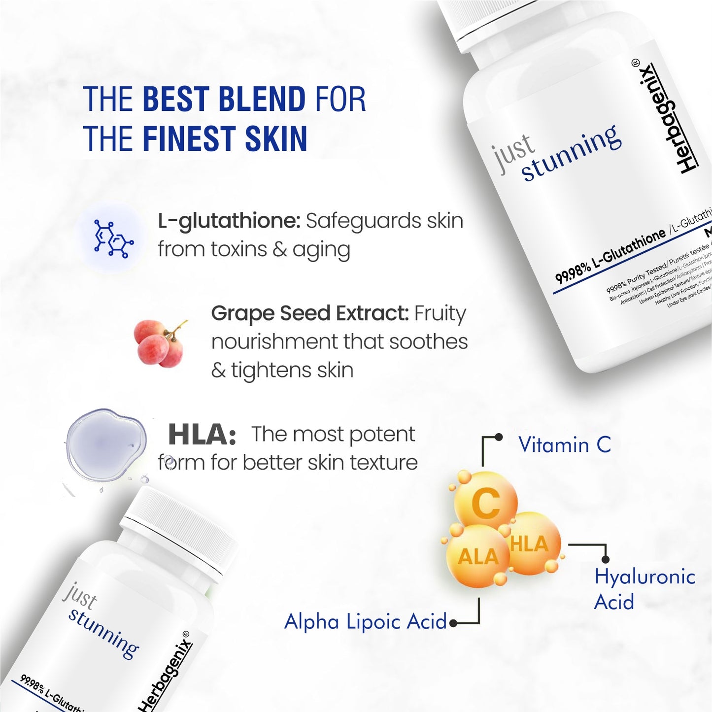 HERBAGENIX Glutathione-Tablets For Skin-Whitening For Men-60 Tablets