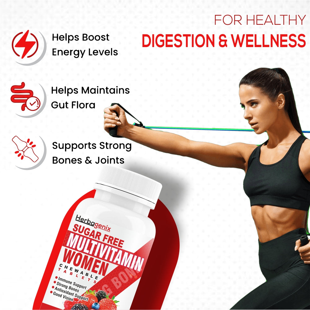 HERBAGENIX Multivitamin for Women, Immunity & Superfoods Blend-60 Chewable Tablets