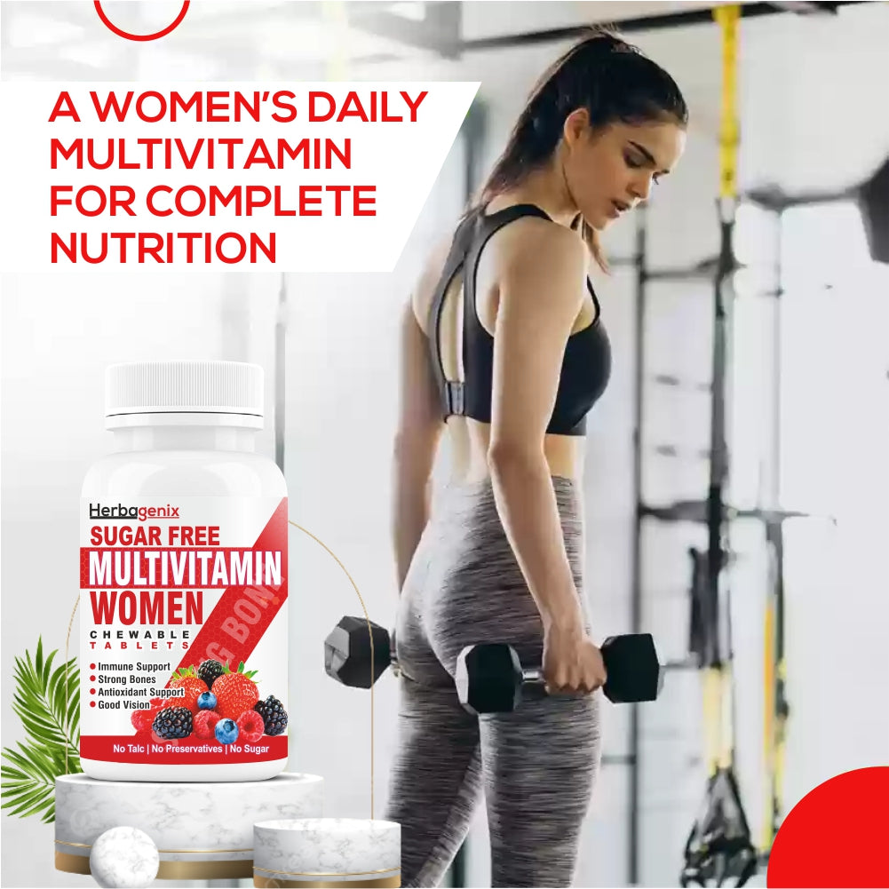 HERBAGENIX Multivitamin for Women, Immunity & Superfoods Blend-60 Chewable Tablets