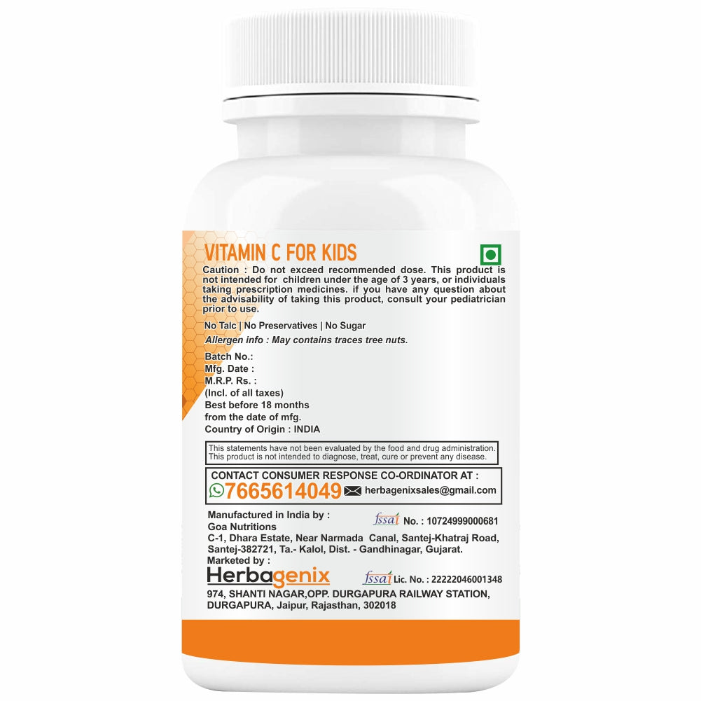 HERBAGENIX Vitamin C Tablet For Kids Chewable Tablets – 60