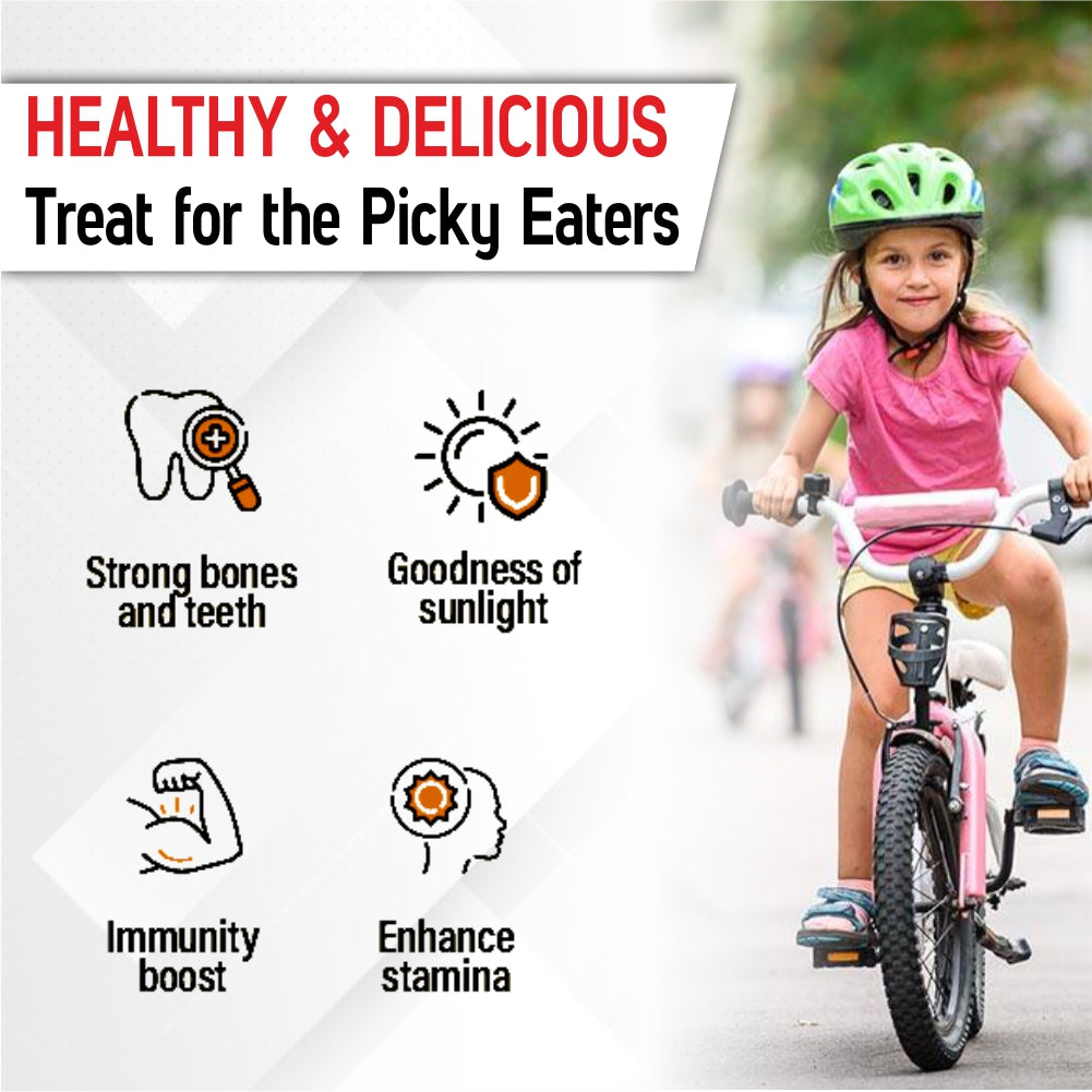 HERBAGENIX Calcium Tablet Kids With Vitamin C Bone Health, Boost Immunity-60 Chewable Tablets