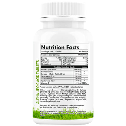 HERBAGENIX Alpha Lipoic Acid 600mg Good Health-60 Sugar Free Tablet