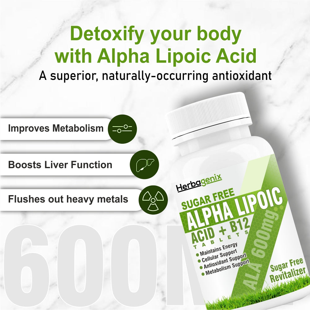 HERBAGENIX Alpha Lipoic Acid 600mg Good Health-60 Sugar Free Tablet