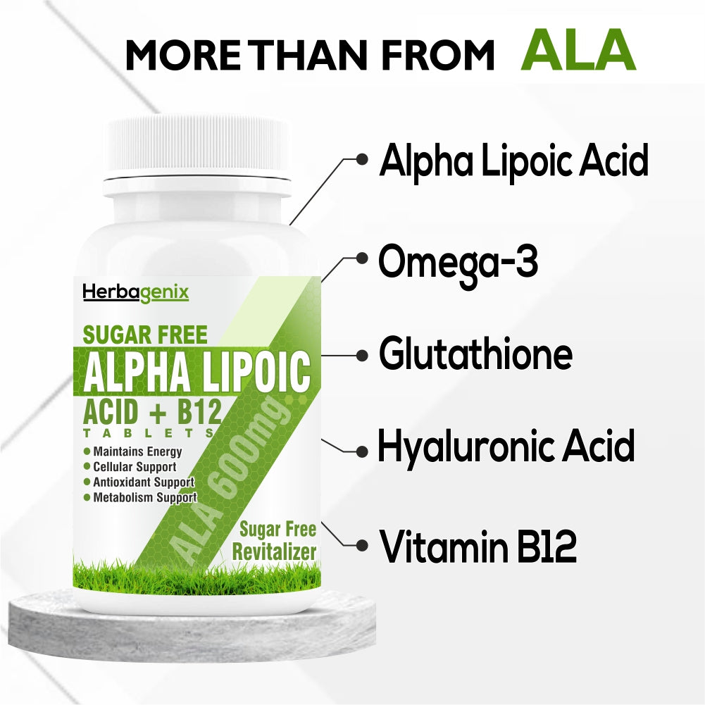 HERBAGENIX Alpha Lipoic Acid 600mg Good Health-60 Sugar Free Tablet
