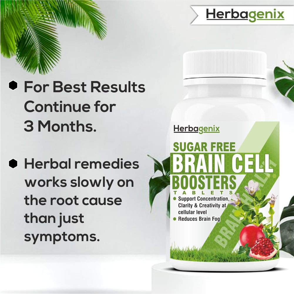 HERBAGENIX Brain Booster Tablet With Concentration Supplement, 60 Veg Tablets