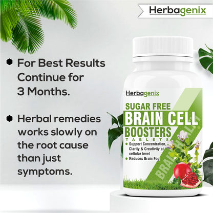HERBAGENIX Brain Booster Tablet With Concentration Supplement, 60 Veg Tablets