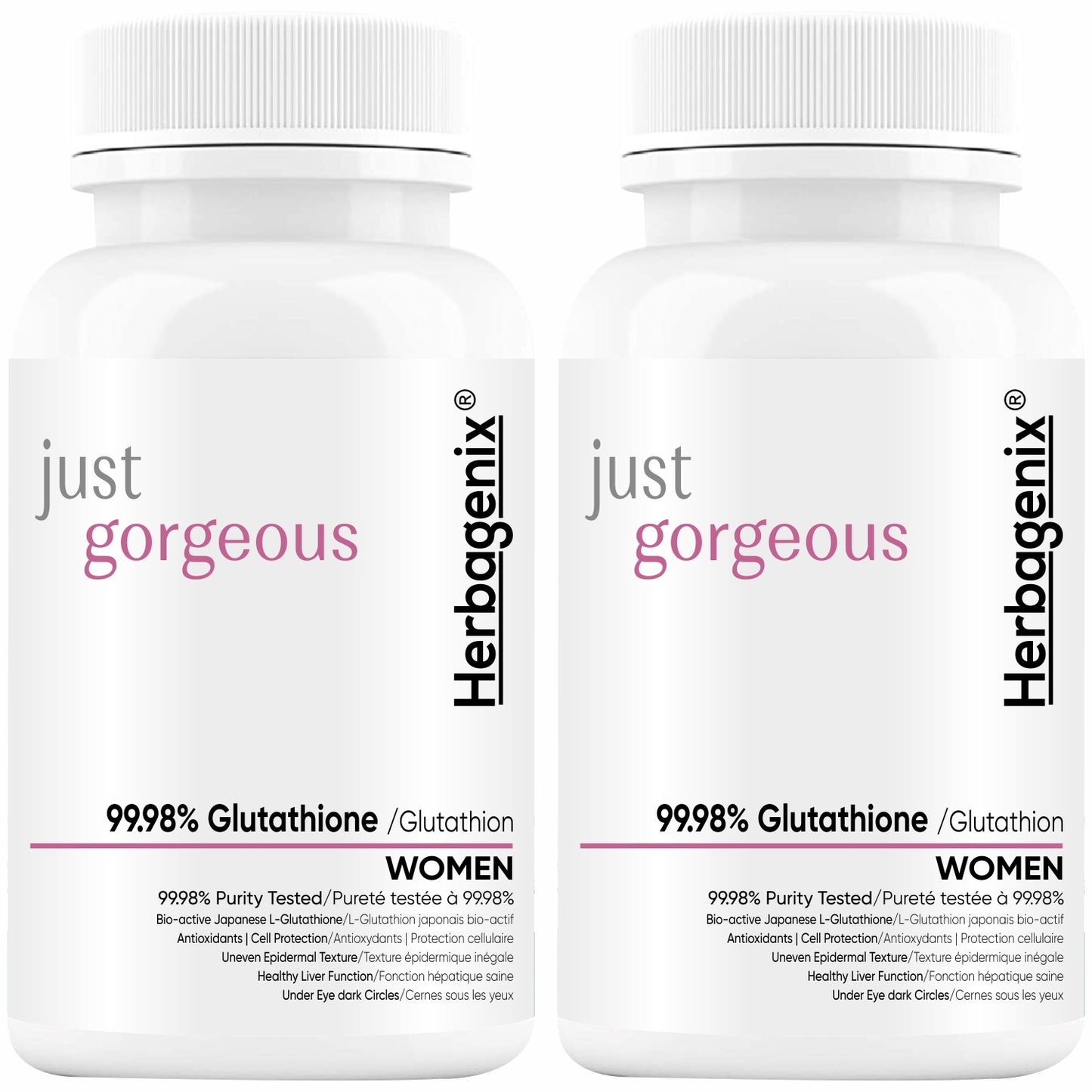 HERBAGENIX Glutathione Tablets For Skin Whitening For Women-120 Tablets (Pack 2)