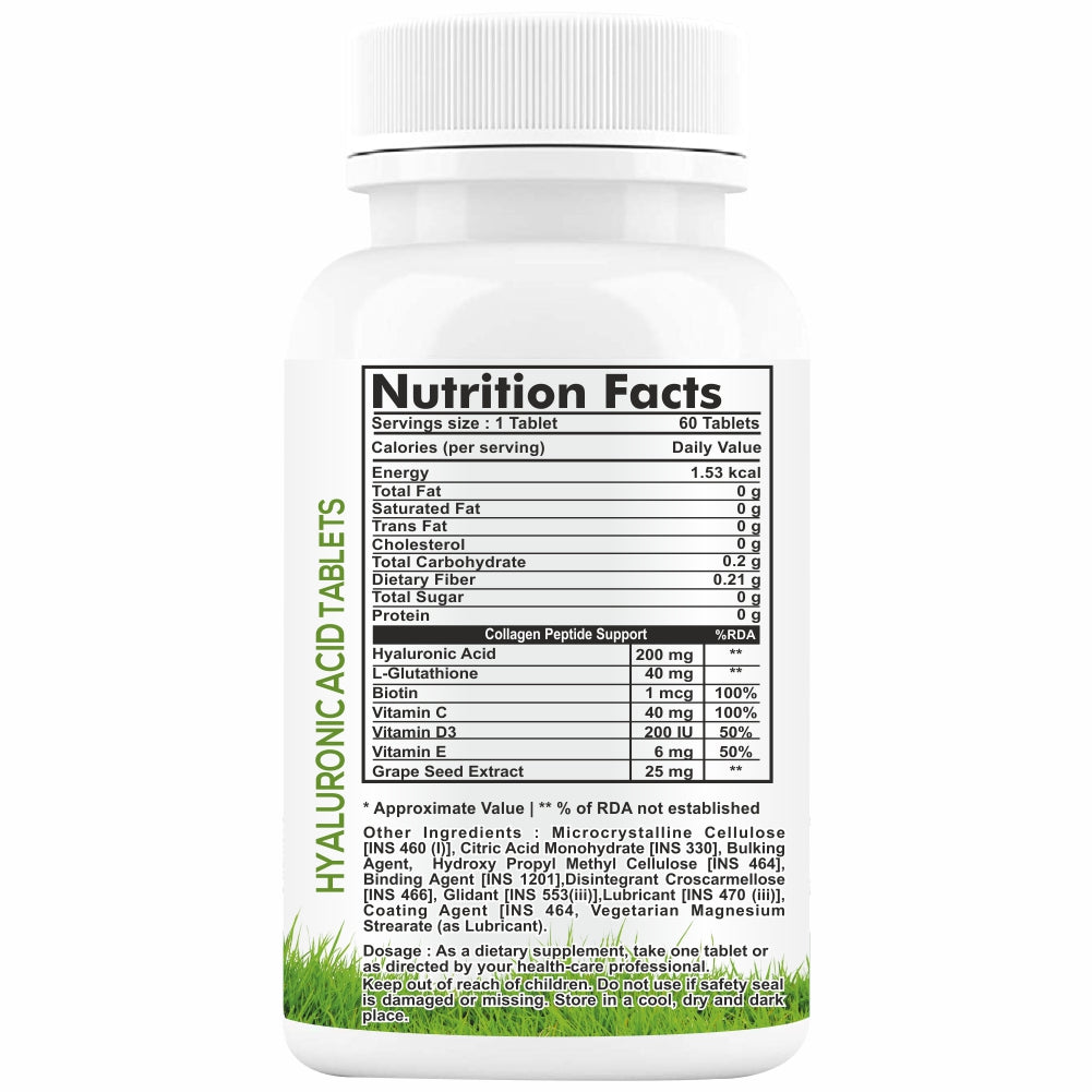 HERBAGENIX Hyaluronic Acid Supplements Tablets With Hyaluronic Acid, 60 Tablets