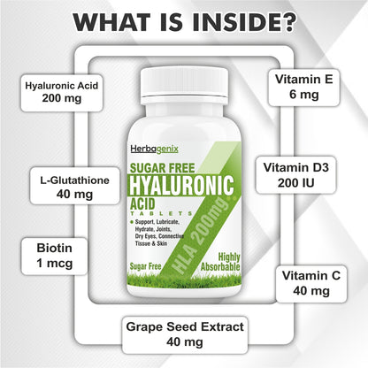 HERBAGENIX Hyaluronic Acid Supplements For Women & Men- 60
