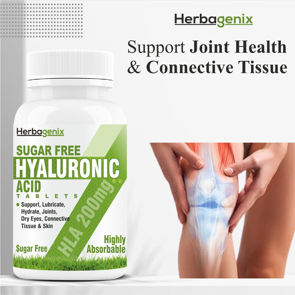 HERBAGENIX Hyaluronic Acid Supplements Tablets With Hyaluronic Acid, 60 Tablets
