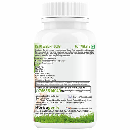 HERBAGENIX Fat Burners For Women, Belly Burner Weight Loss Ayurvedic Supplement-60 Keto Tablets