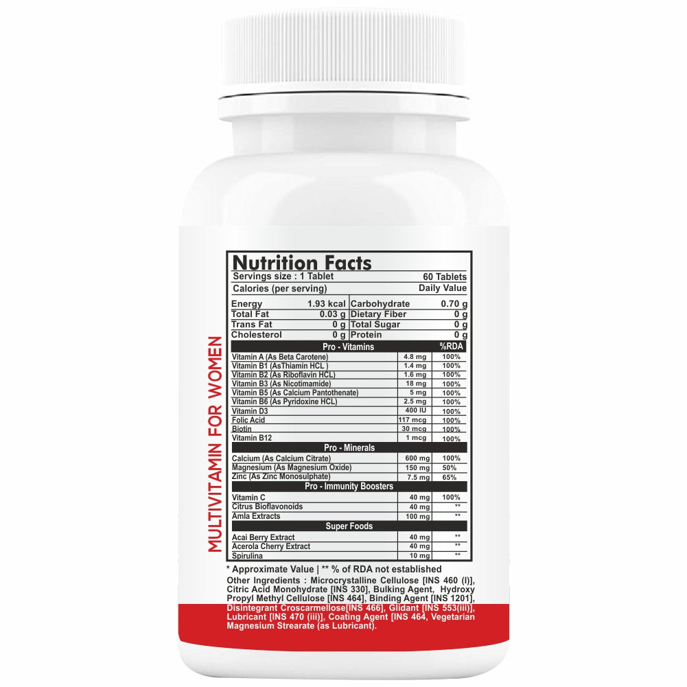 HERBAGENIX Multivitamin for Women, Immunity & Superfoods Blend-60 Chewable Tablets