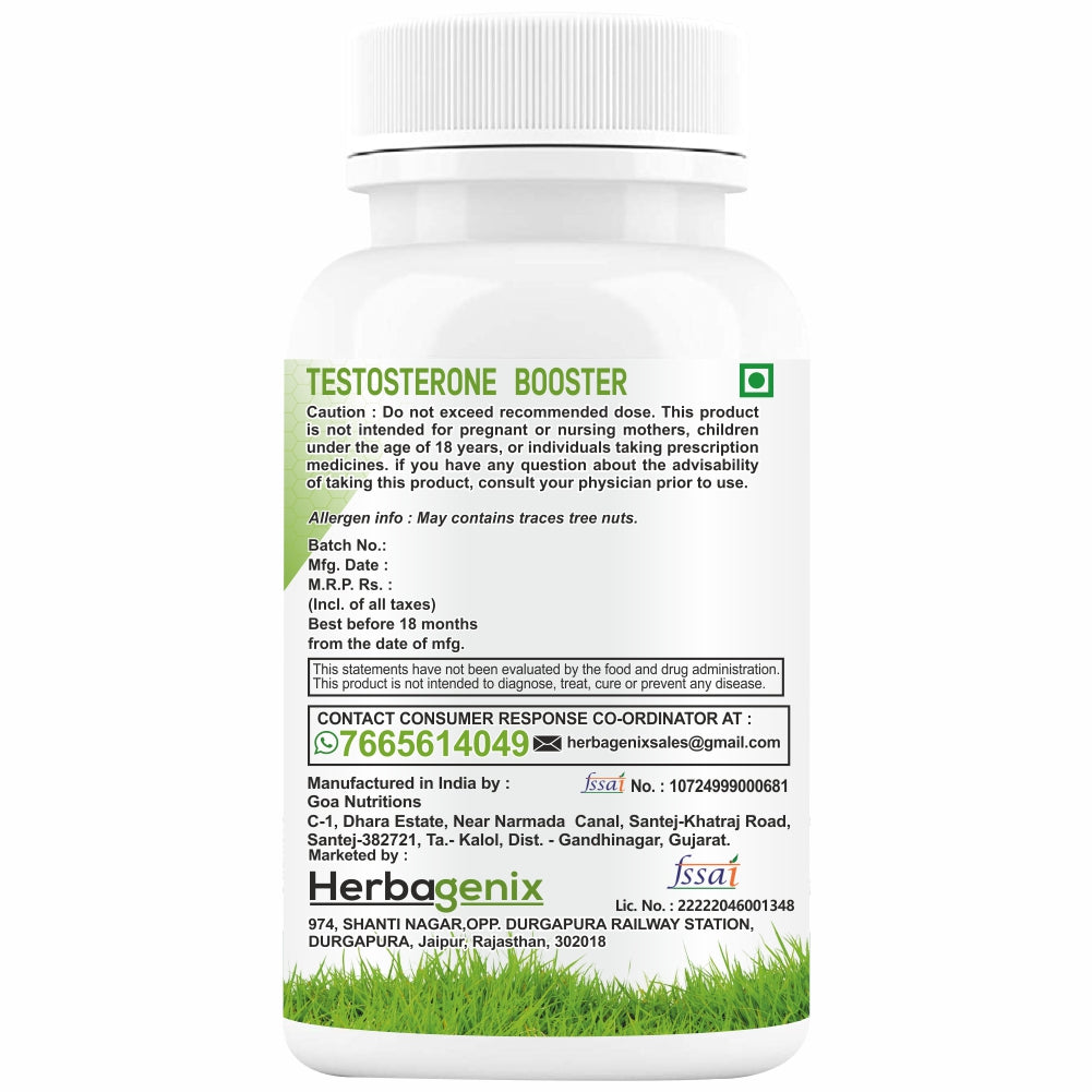 HERBAGENIX Testosterone Booster Energy Supplement For Men-60 Tablets