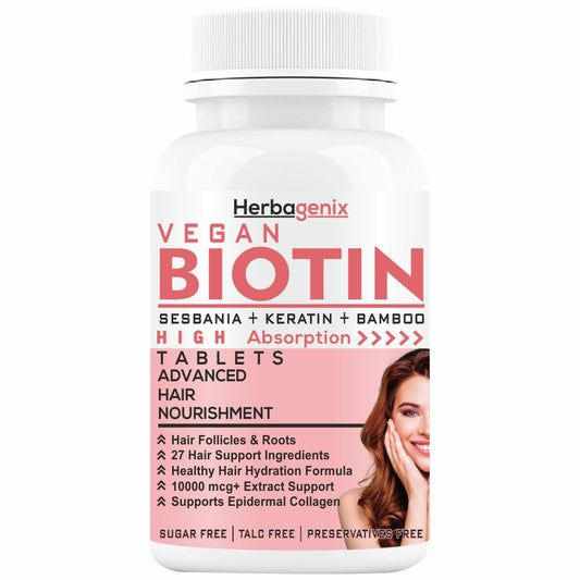 HERBAGENIX Biotin For Hair Growth Tablets - 60 Boitin Tables