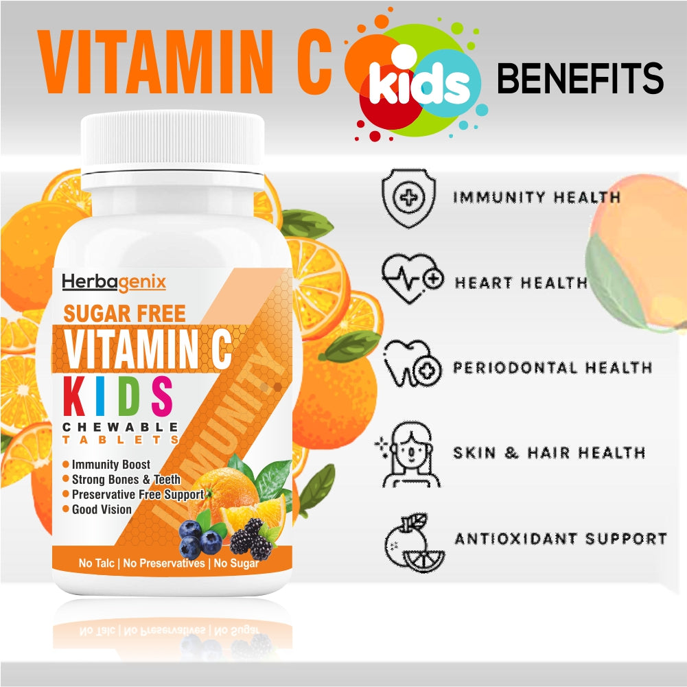 HERBAGENIX Vitamin C Tablet For Kids Chewable Tablets – 60