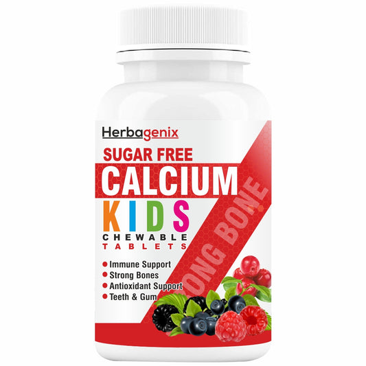 HERBAGENIX Calcium Tablet Kids With Vitamin C Bone Health, Boost Immunity-60 Chewable Tablets